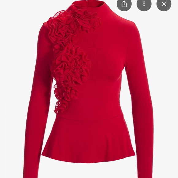 Boston Proper Vibrant Red Floral Blouse - Picture 2 of 4